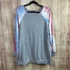 HEIMISH USA Gray Tie-Dye Sleeve Top